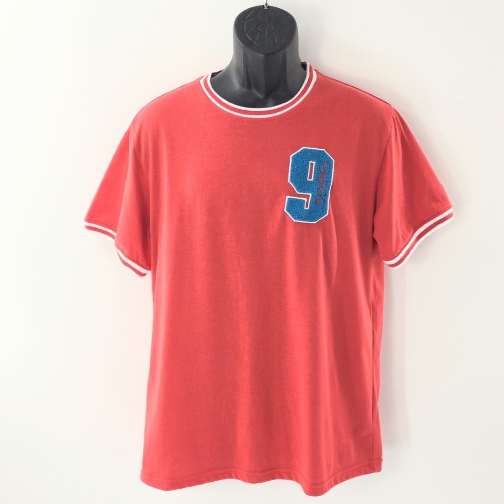 Seven Souls Mens T Shirt 9 Savage Red Cotton Blend Blue Embroidered Logo Sz M